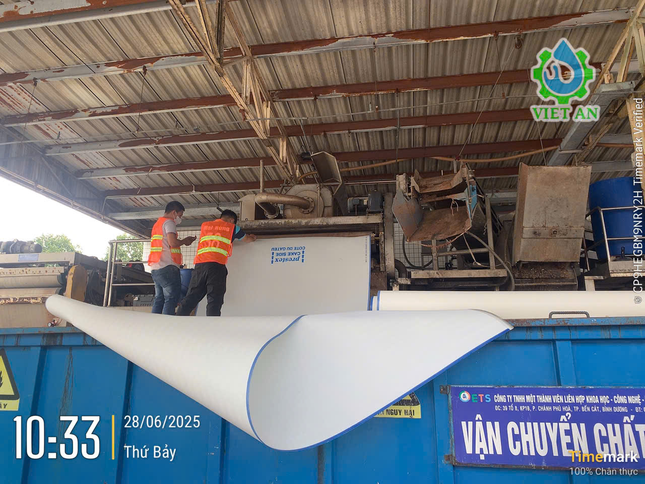 Thay thế băng tải máy ép bùn