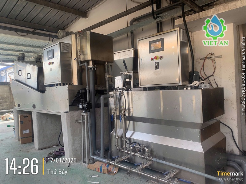 Máy ép bùn trục vít full inox